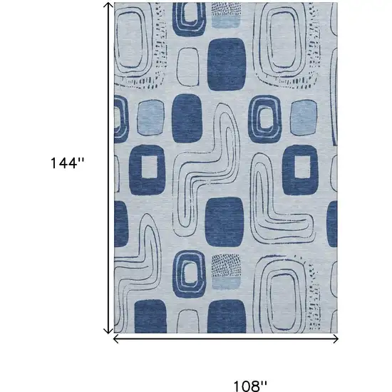 Blue Sky Blue And Ivory Geometric Washable Area Rug With UV Protection Photo 8