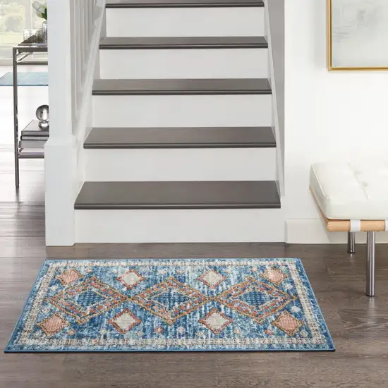 Blue Southwestern Power Loom Non Skid Area Rug Photo 3