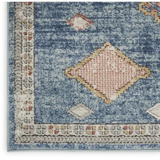 Blue Southwestern Power Loom Non Skid Area Rug Photo 1