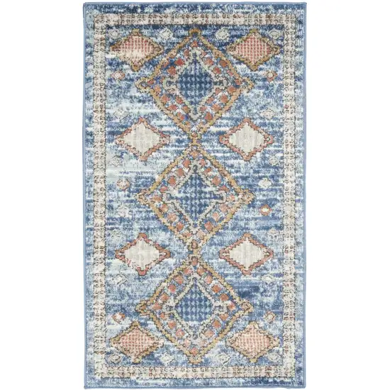 Blue Southwestern Power Loom Non Skid Area Rug Photo 5