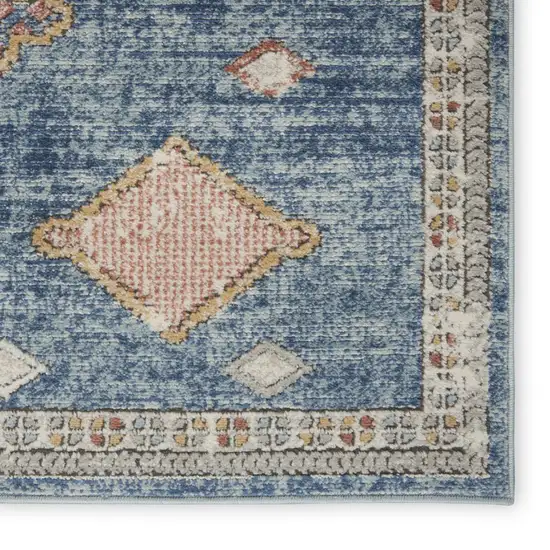 Blue Southwestern Power Loom Non Skid Area Rug Photo 3