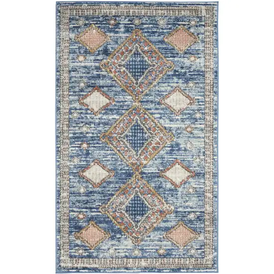 Blue Southwestern Power Loom Non Skid Area Rug Photo 9