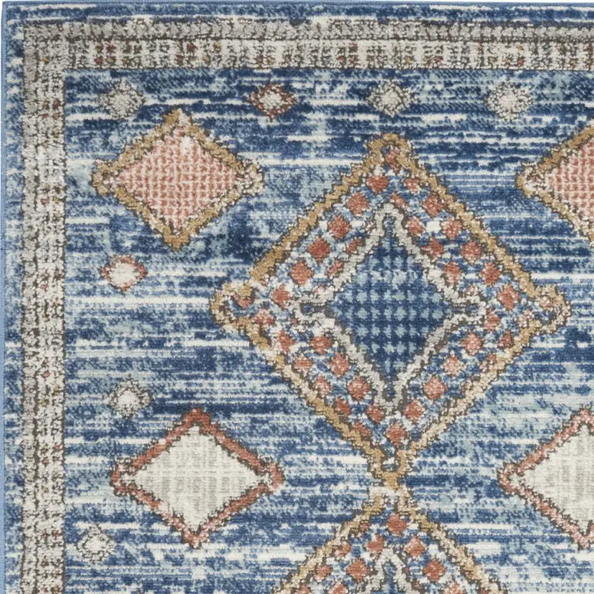 Blue Southwestern Power Loom Non Skid Area Rug Photo 3