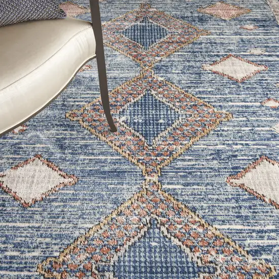 Blue Southwestern Power Loom Non Skid Area Rug Photo 4