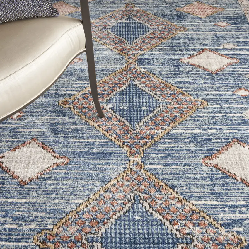Blue Southwestern Power Loom Non Skid Area Rug Photo 4