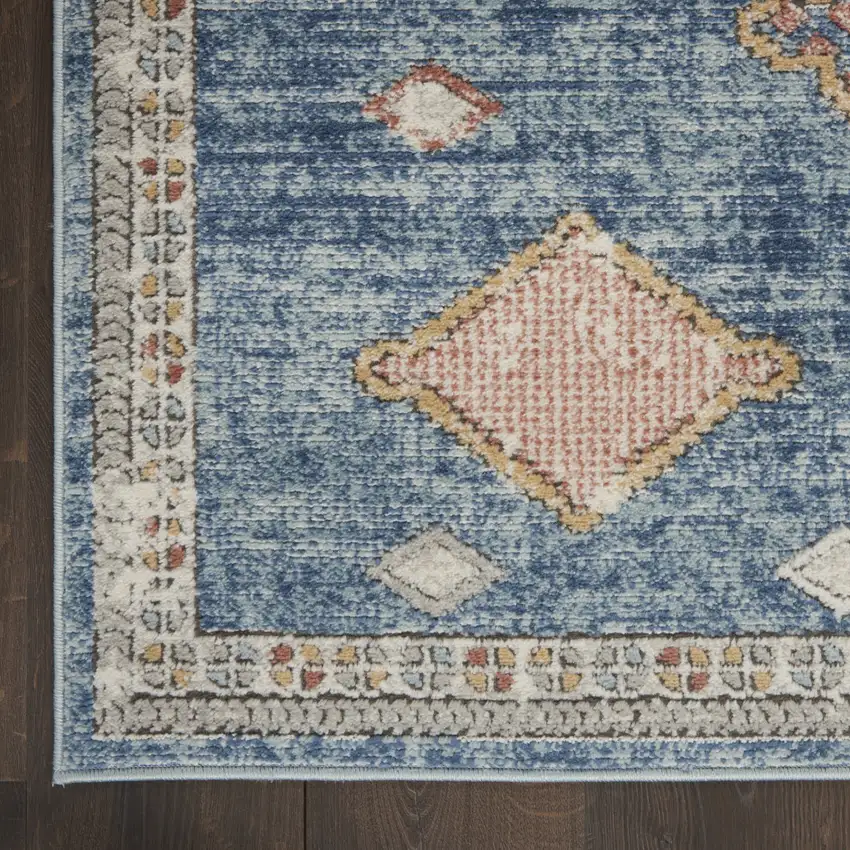 Blue Southwestern Power Loom Non Skid Area Rug Photo 8