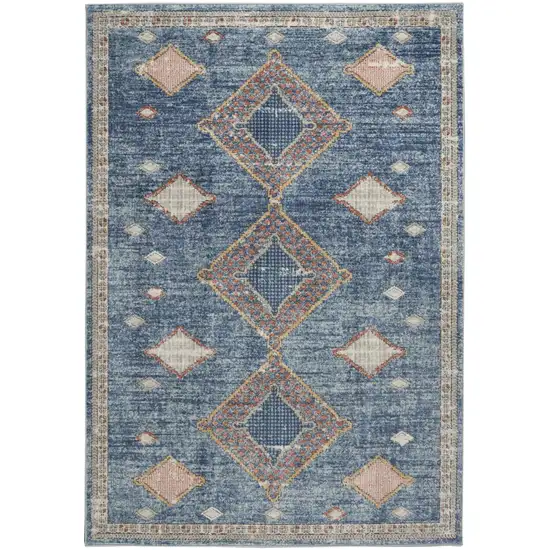 Blue Southwestern Power Loom Non Skid Area Rug Photo 9