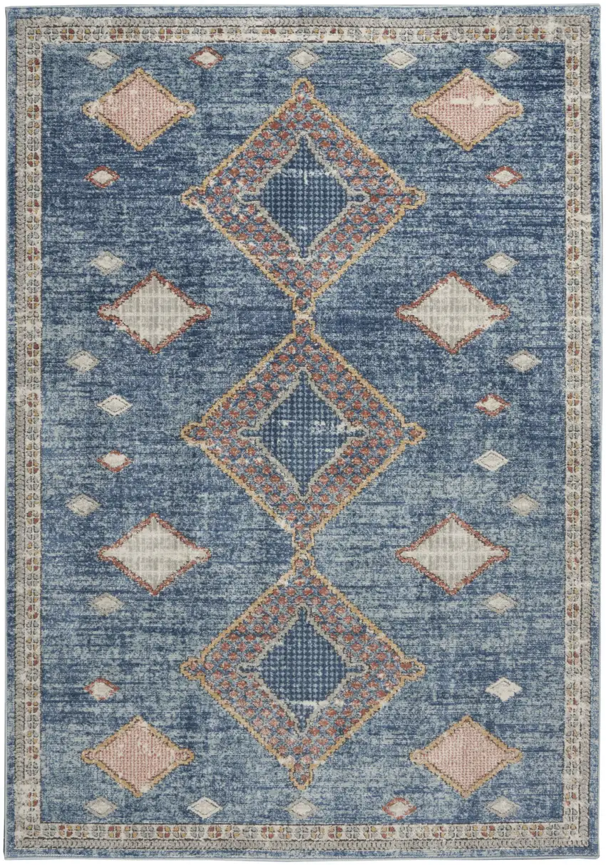 Blue Southwestern Power Loom Non Skid Area Rug Photo 9