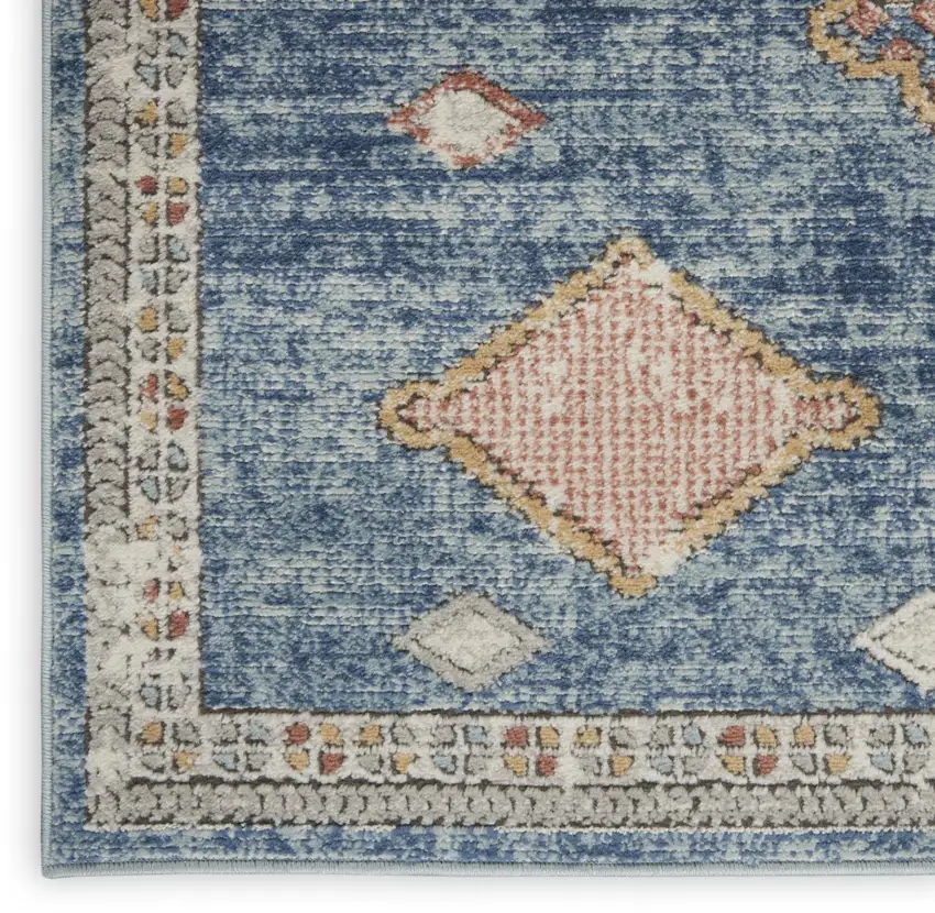 Blue Southwestern Power Loom Non Skid Area Rug Photo 1
