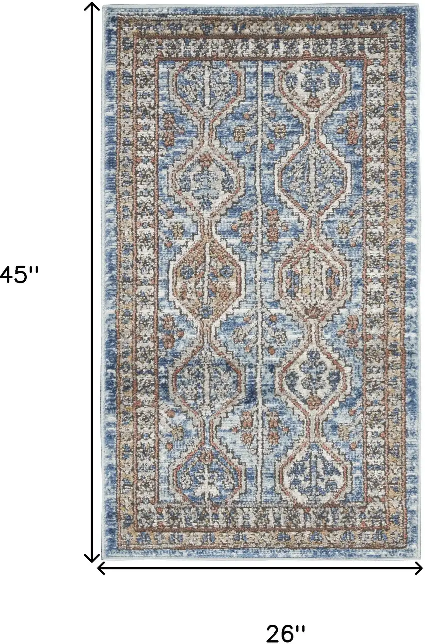 Blue Southwestern Power Loom Non Skid Area Rug Photo 5