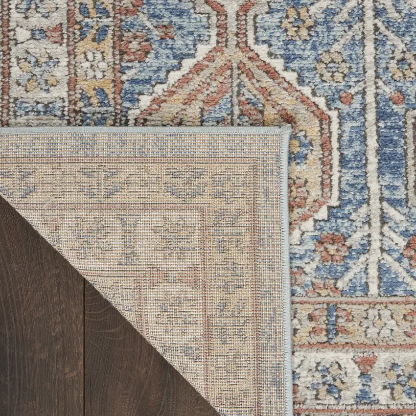 Blue Southwestern Power Loom Non Skid Area Rug Photo 9