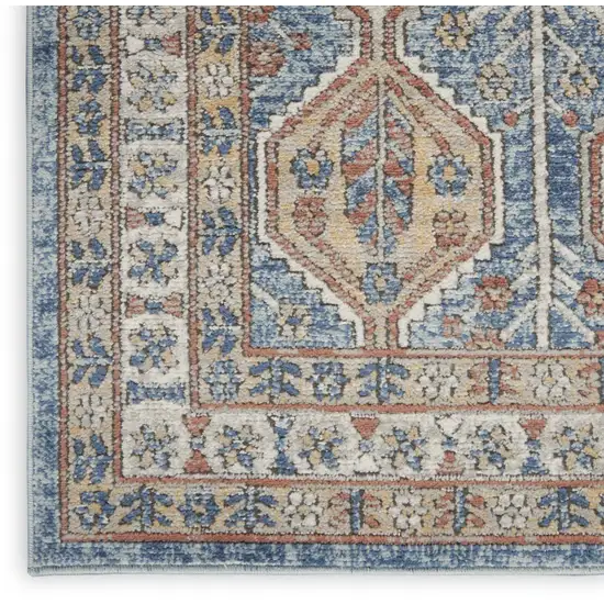 Blue Southwestern Power Loom Non Skid Area Rug Photo 1