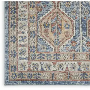 Photo of Blue Southwestern Power Loom Non Skid Area Rug