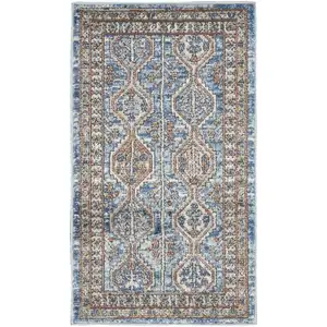 Photo of Blue Southwestern Power Loom Non Skid Area Rug