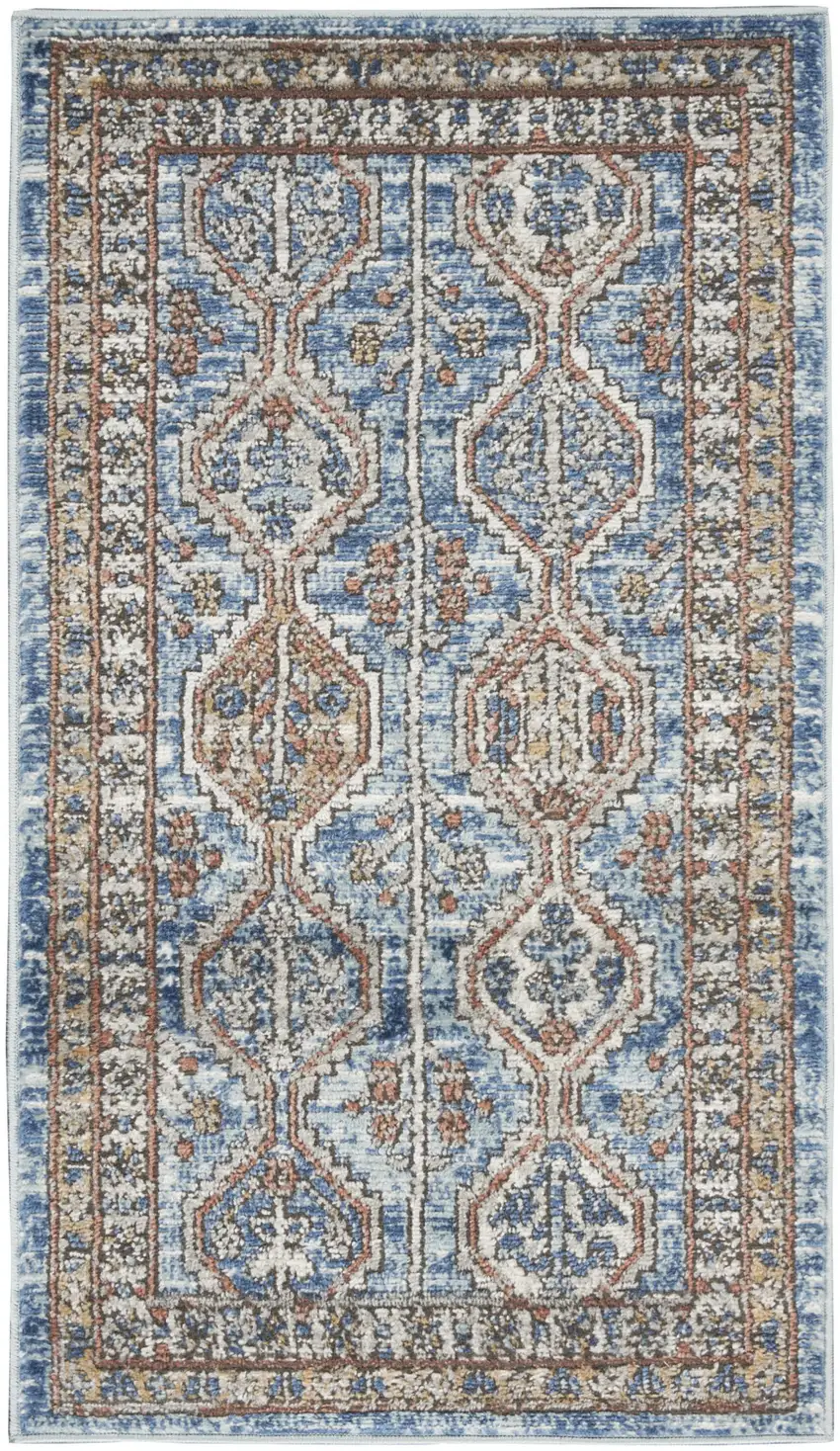 Blue Southwestern Power Loom Non Skid Area Rug Photo 1