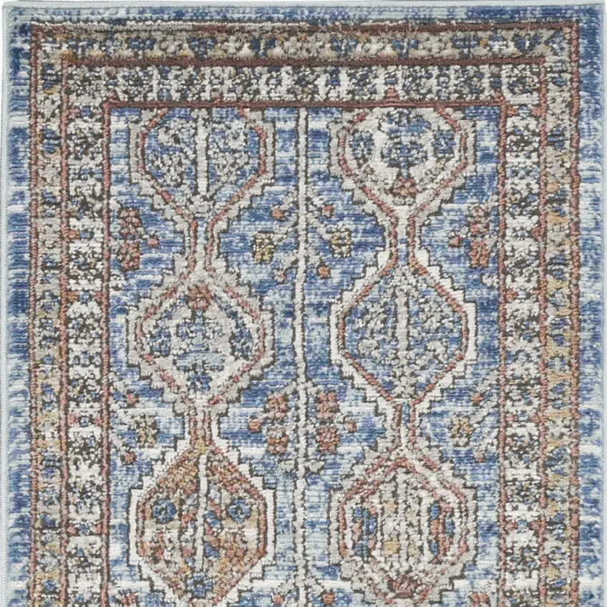Blue Southwestern Power Loom Non Skid Area Rug Photo 6