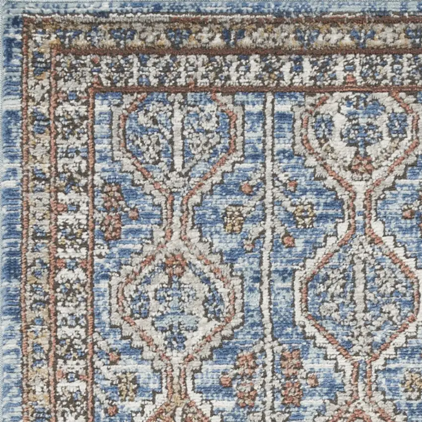 Blue Southwestern Power Loom Non Skid Area Rug Photo 7