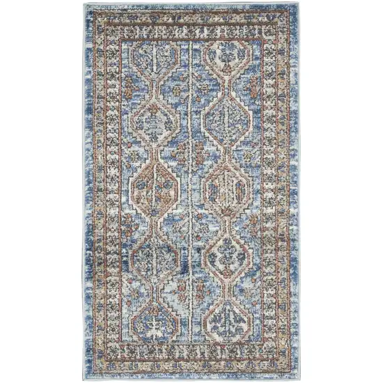 Blue Southwestern Power Loom Non Skid Area Rug Photo 5