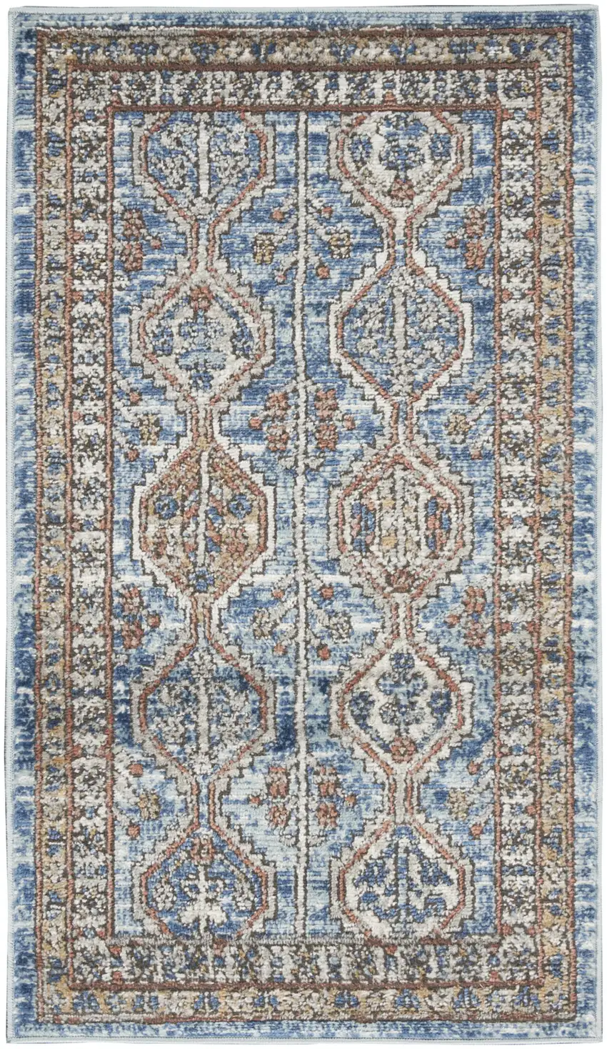 Blue Southwestern Power Loom Non Skid Area Rug Photo 5