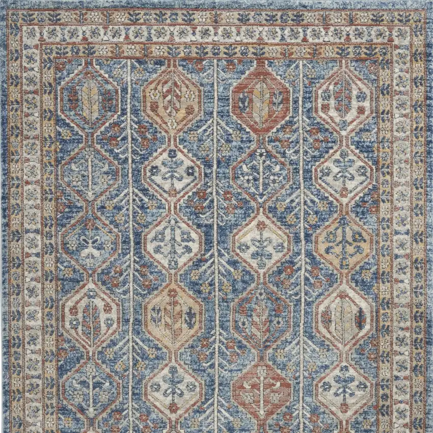 Blue Southwestern Power Loom Non Skid Area Rug Photo 4