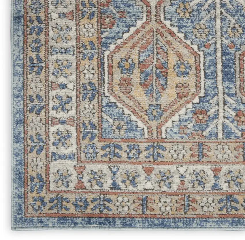 Blue Southwestern Power Loom Non Skid Area Rug Photo 3
