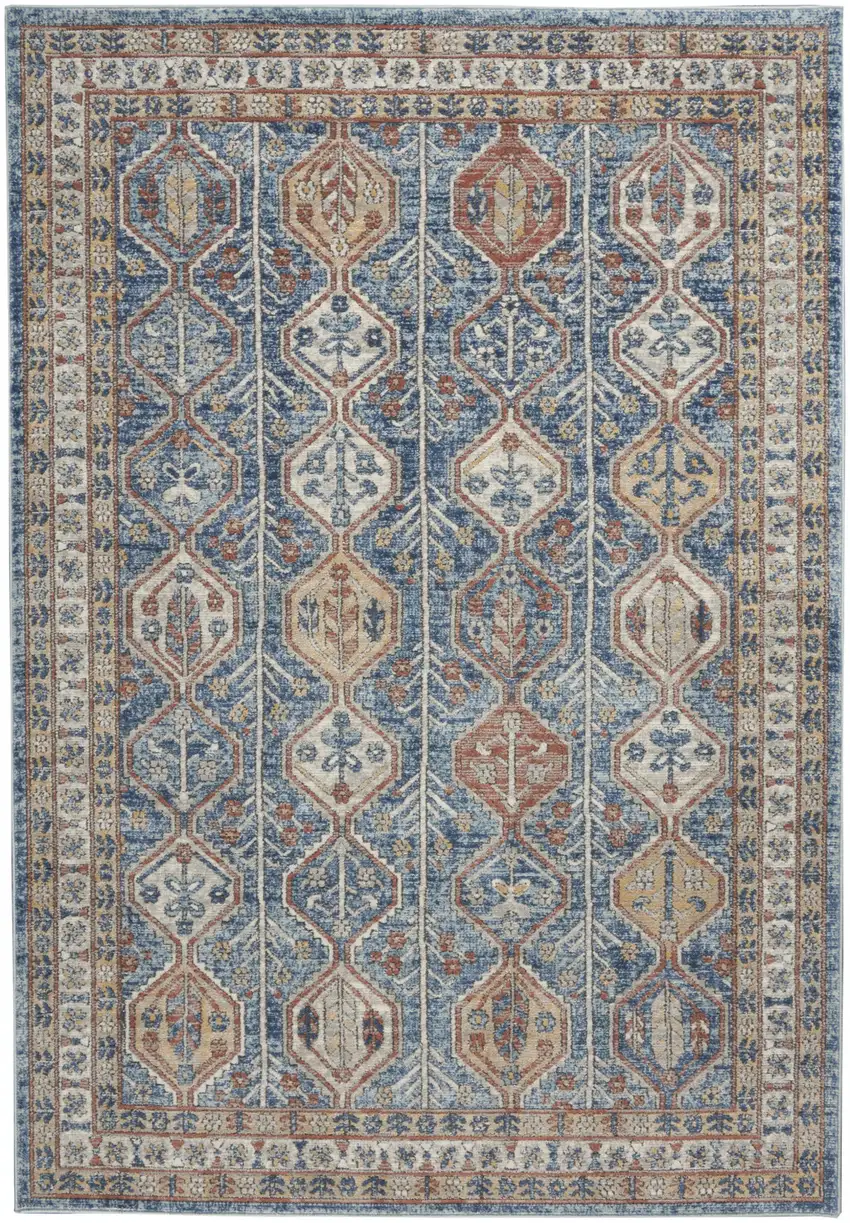 Blue Southwestern Power Loom Non Skid Area Rug Photo 1
