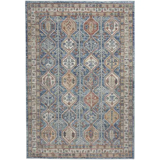 Blue Southwestern Power Loom Non Skid Area Rug Photo 8