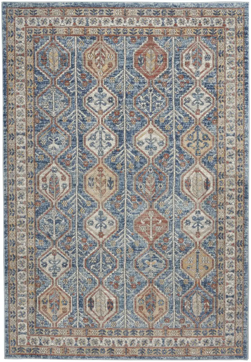 Blue Southwestern Power Loom Non Skid Area Rug Photo 8