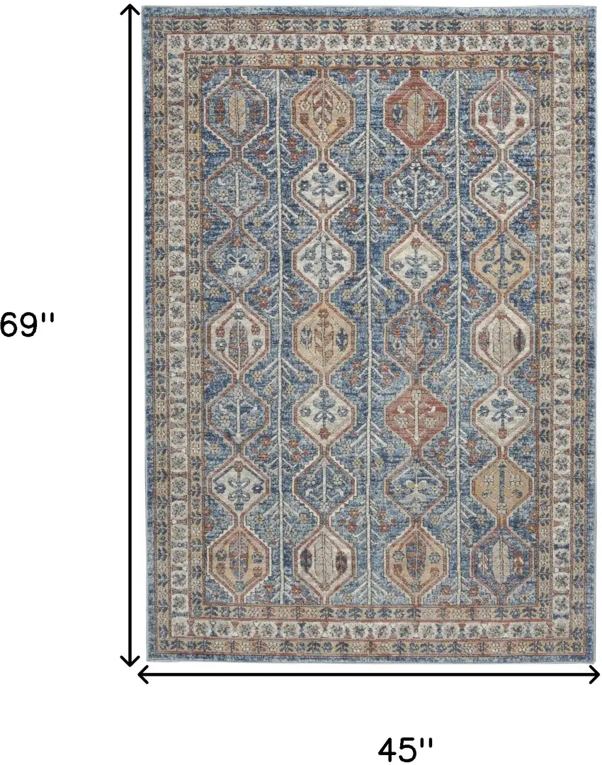 Blue Southwestern Power Loom Non Skid Area Rug Photo 5