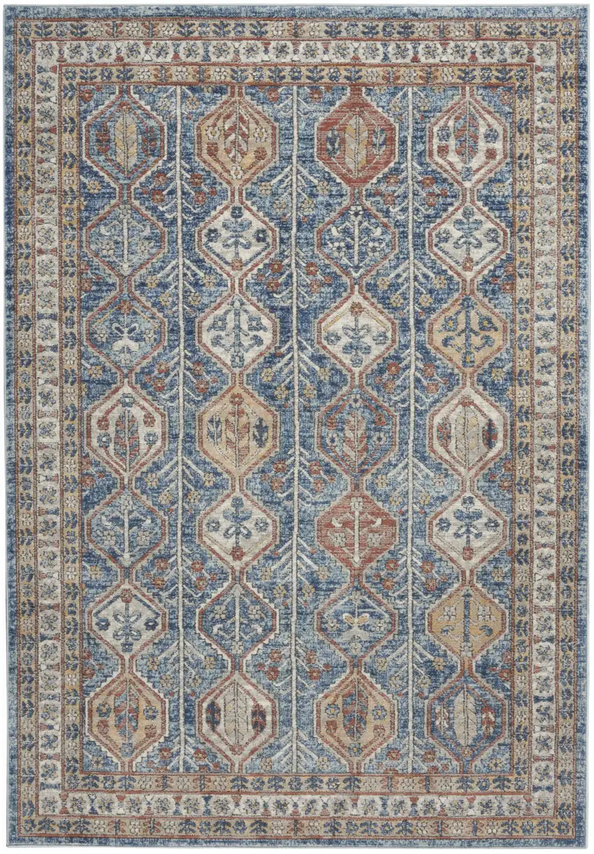 Blue Southwestern Power Loom Non Skid Area Rug Photo 1