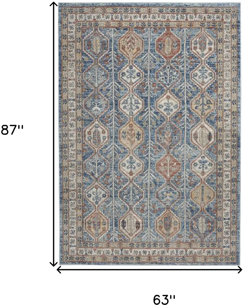 Blue Southwestern Power Loom Non Skid Area Rug Photo 5