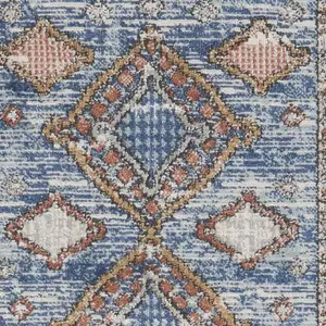 Photo of Blue Southwestern Power Loom Non Skid Runner Rug