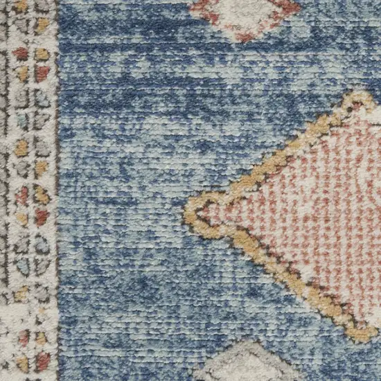 Blue Southwestern Power Loom Non Skid Runner Rug Photo 9
