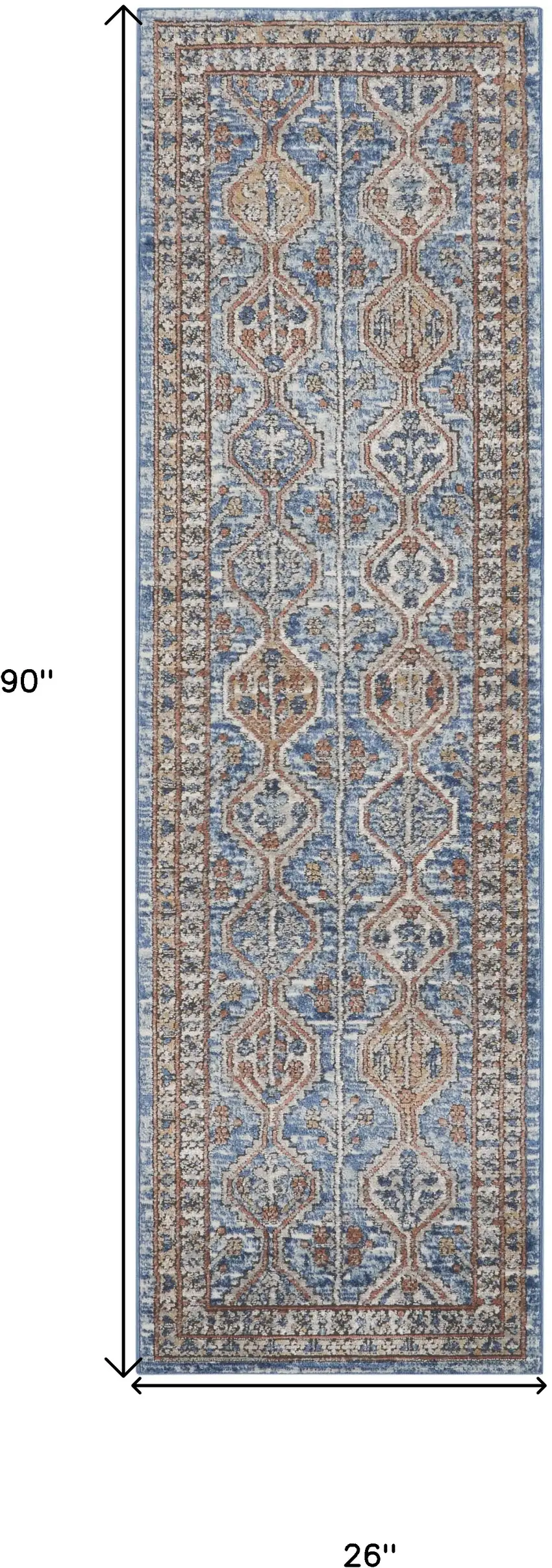 Blue Southwestern Power Loom Non Skid Runner Rug Photo 5