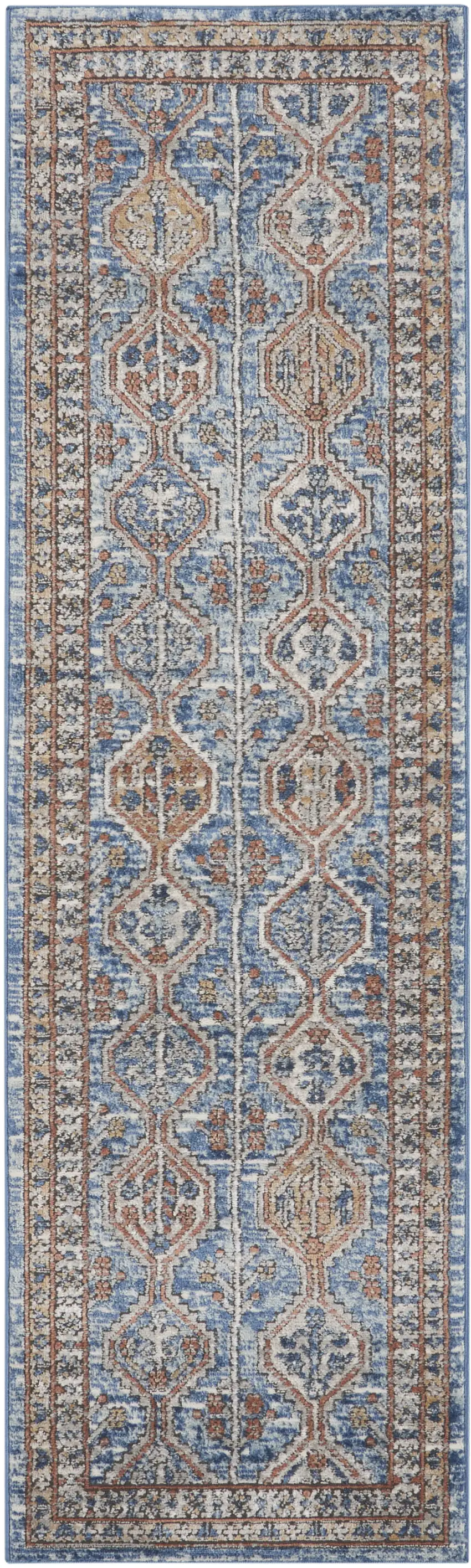 Blue Southwestern Power Loom Non Skid Runner Rug Photo 1