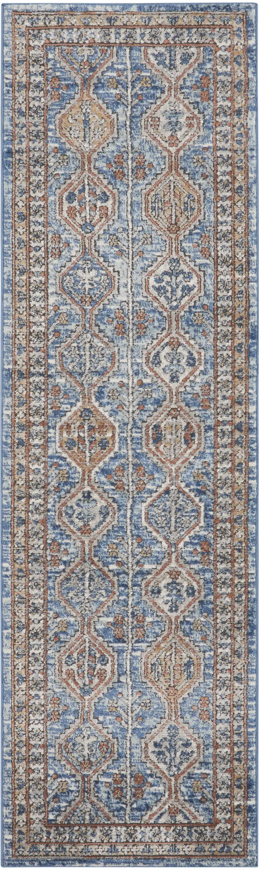 Blue Southwestern Power Loom Non Skid Runner Rug Photo 2