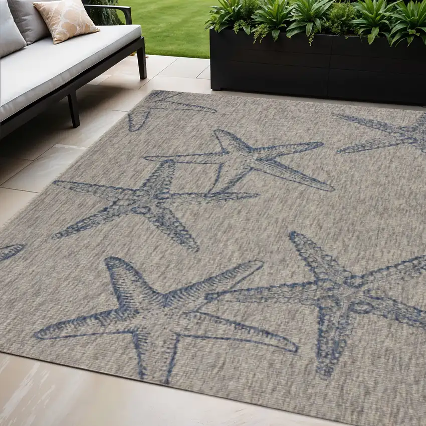 Blue And Gray Indoor Outdoor Area Rug Photo 1