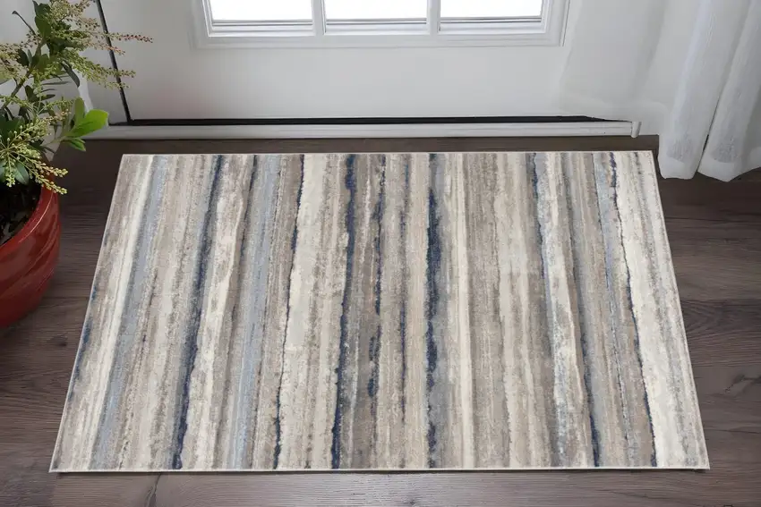 Blue Striped Area Rug Photo 1