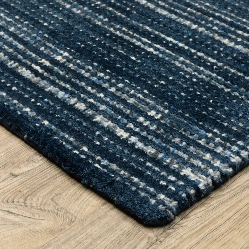 Blue Striped Hand Tufted Area Rug Photo 8