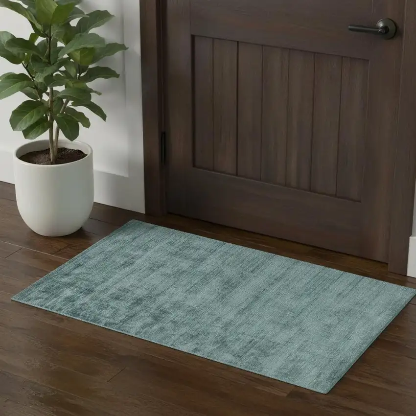 Blue Striped Hand Woven Area Rug Photo 1