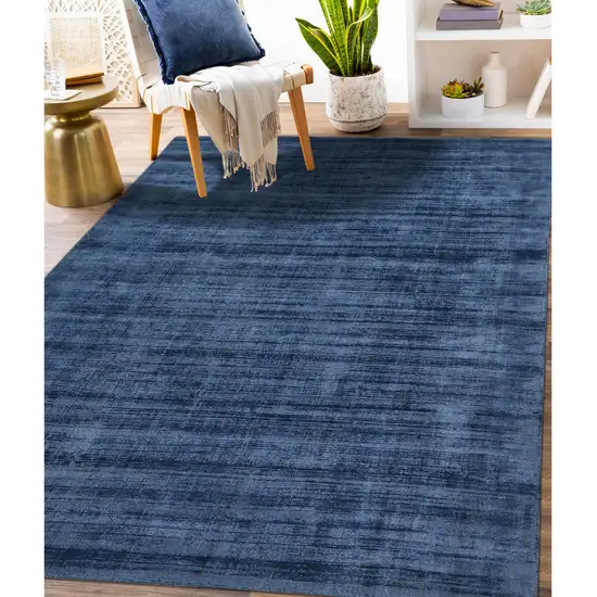 Blue Striped Hand Woven Area Rug Photo 7
