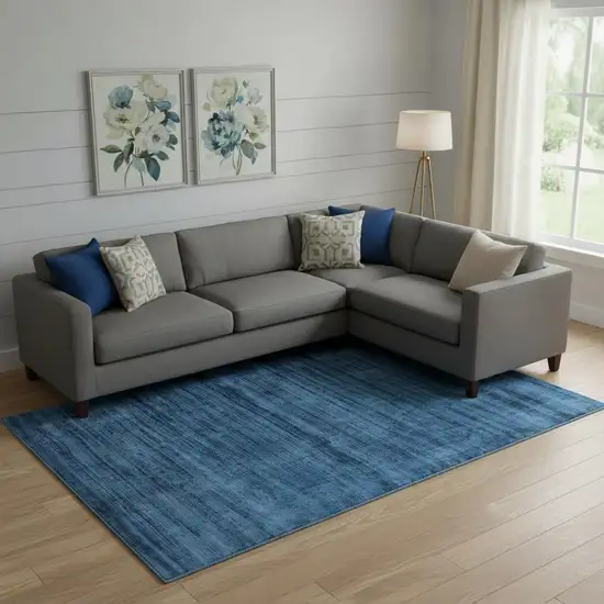 Blue Striped Hand Woven Area Rug Photo 1