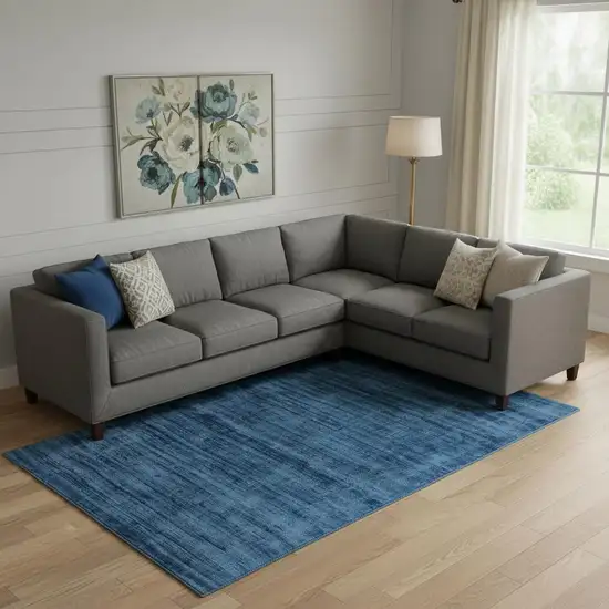 Blue Striped Hand Woven Area Rug Photo 1