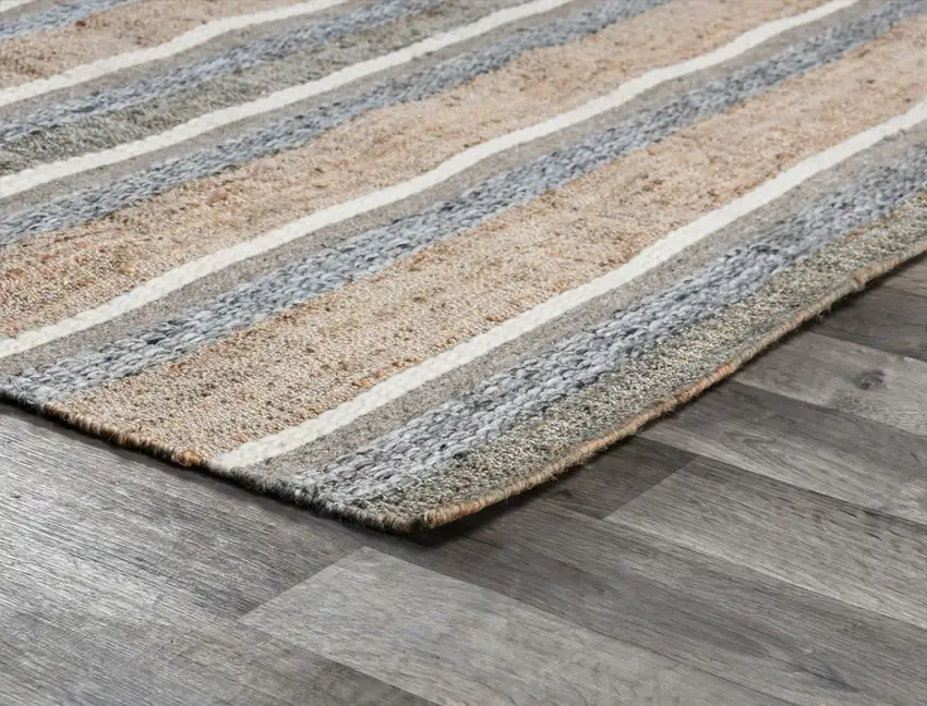 Blue Striped Hand Woven Area Rug Photo 5