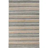 Photo of Blue Striped Hand Woven Area Rug