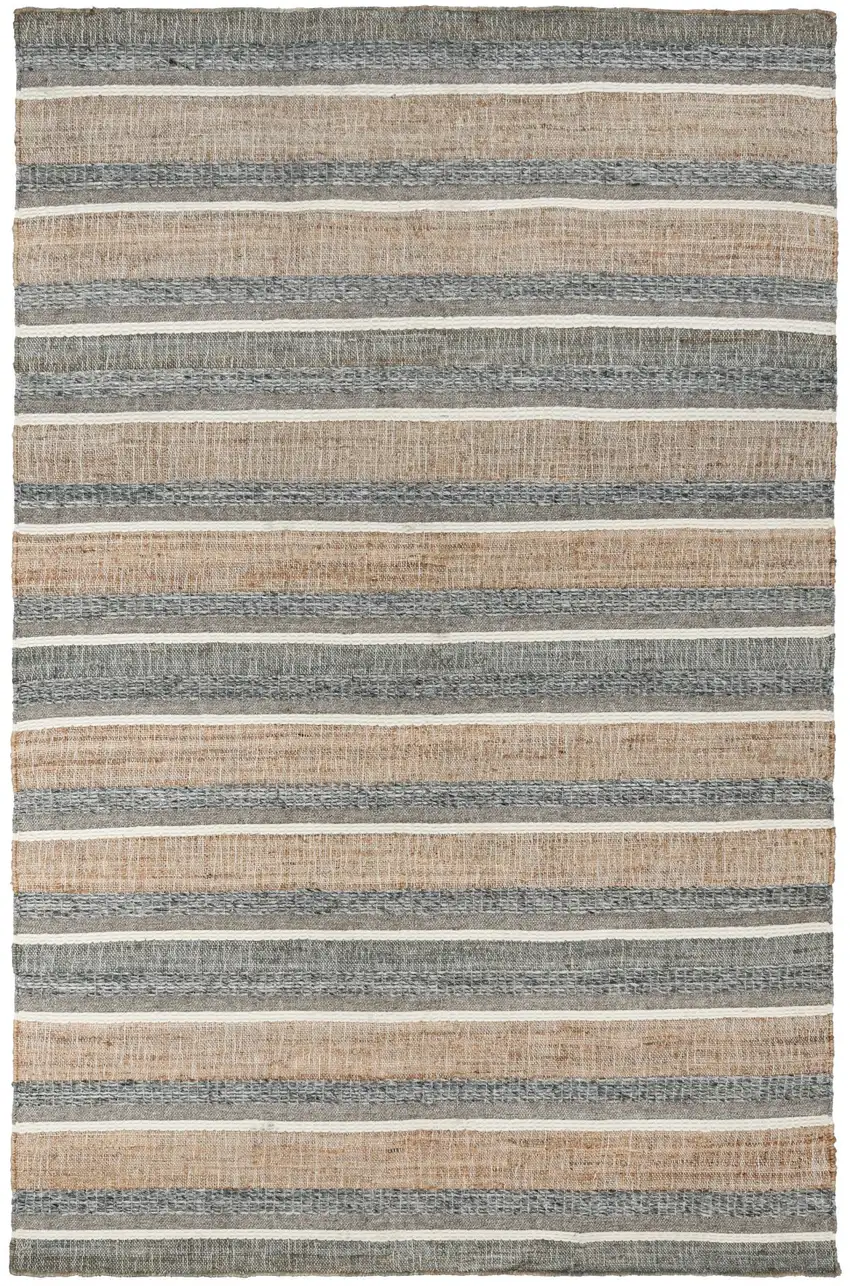 Blue Striped Hand Woven Area Rug Photo 1