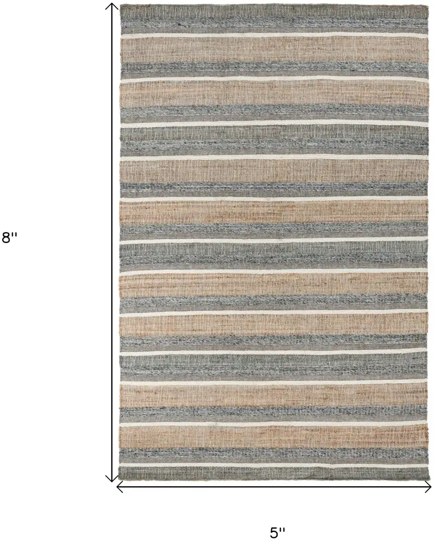 Blue Striped Hand Woven Area Rug Photo 9