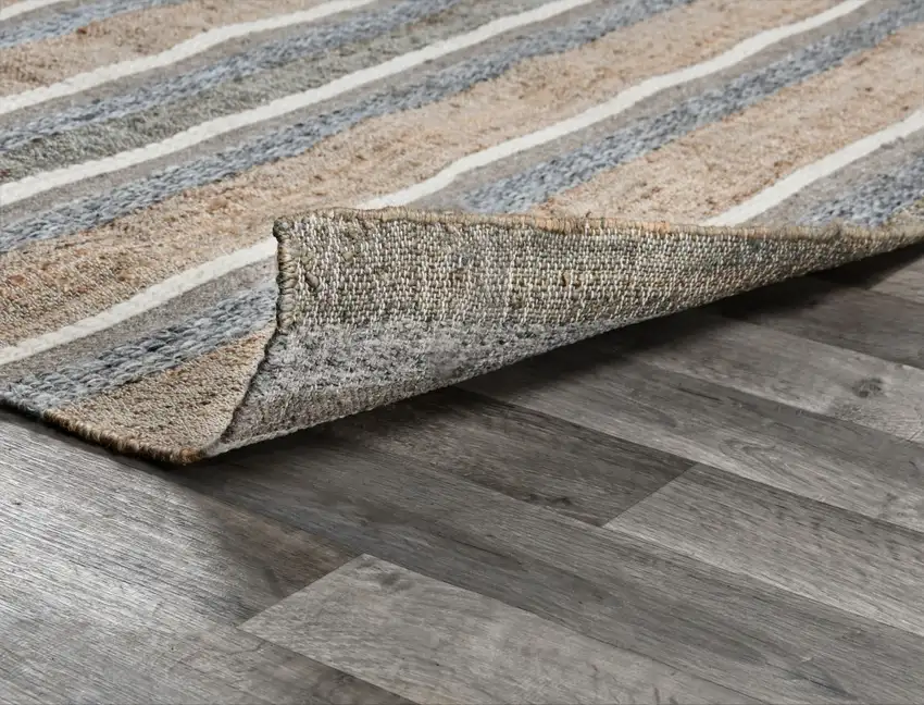 Blue Striped Hand Woven Area Rug Photo 4
