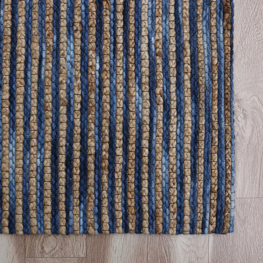 Blue Striped Hand Woven Area Rug Photo 6