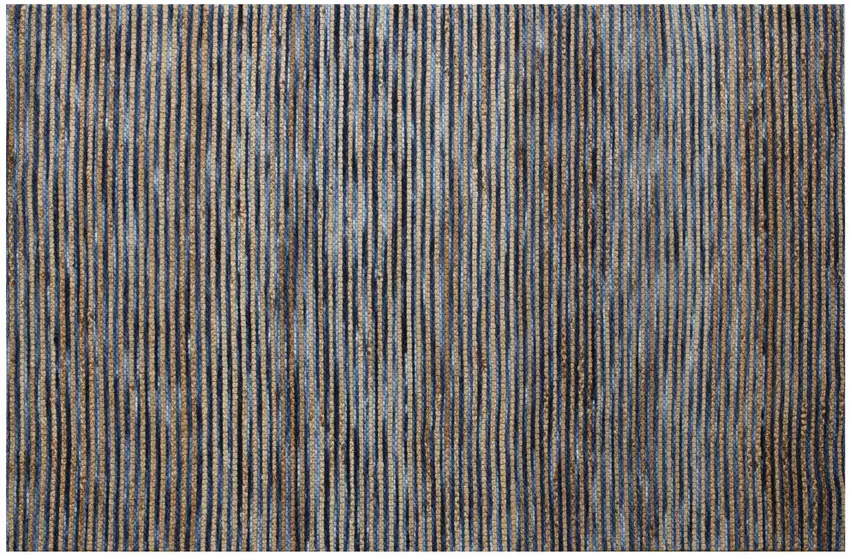 Blue Striped Hand Woven Area Rug Photo 1
